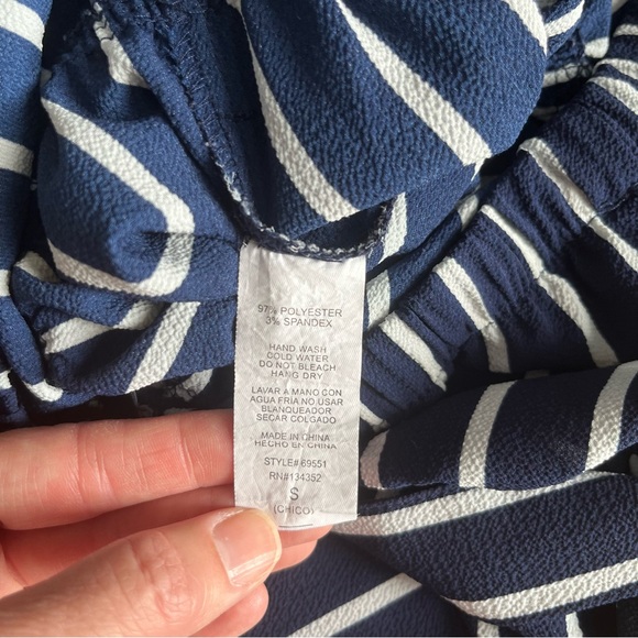 Ambiance navy and white striped romper. Size S - Picture 4 of 7